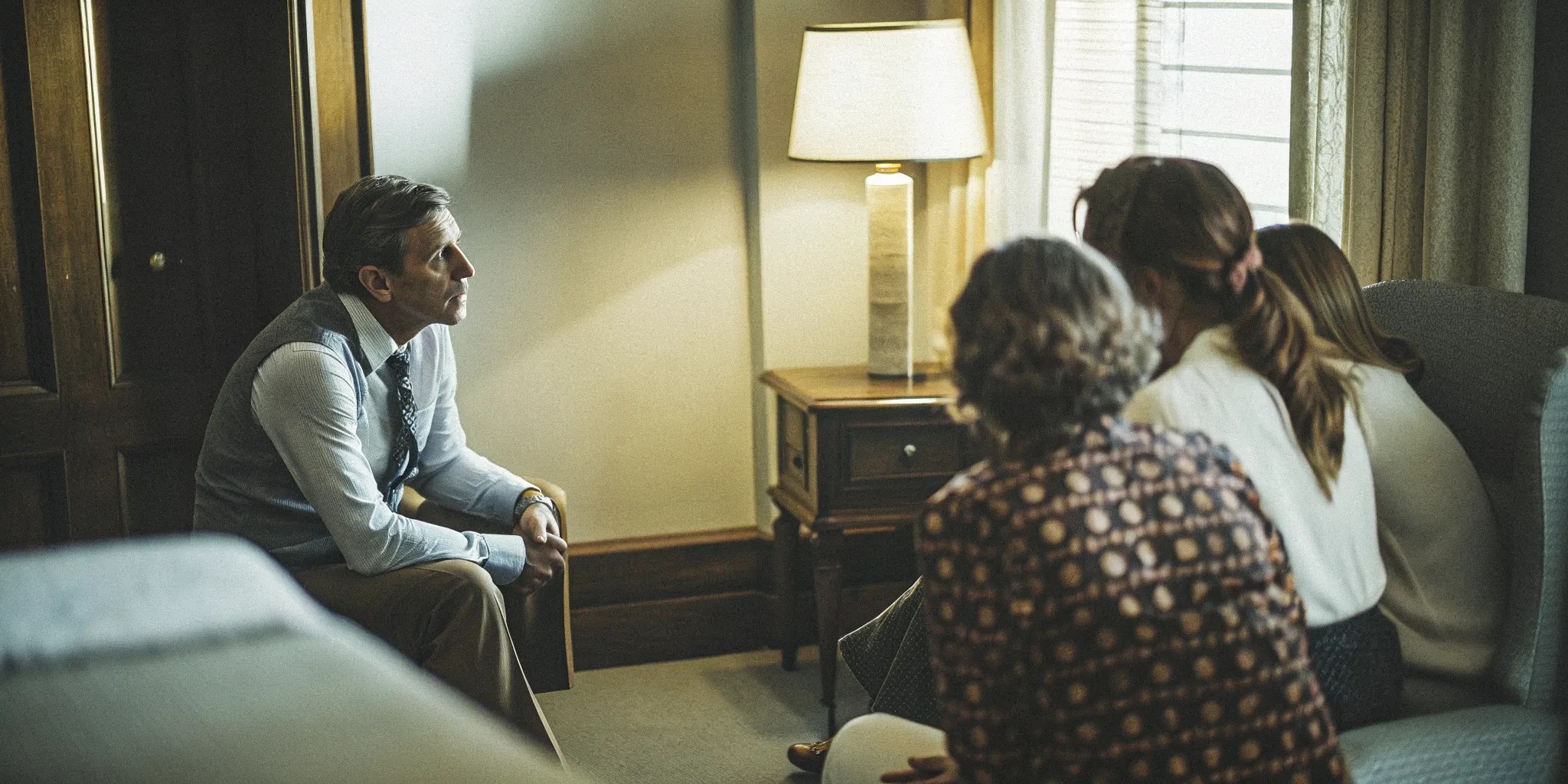 Attorney consulting with adult children about a wrongful death claim